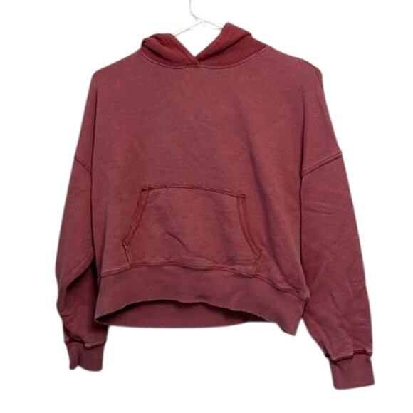 American Eagle Soft Terry Pullover Hoodie Sweatshirt Regular Fit Burgundy Sz XS - Picture 2 of 8
